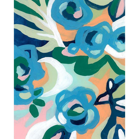 Bright Floral Dance II Black Modern Wood Framed Art Print by Vess, June Erica