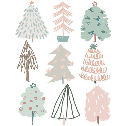 Christmas Tree Sketchbook I Black Modern Wood Framed Art Print with Double Matting by Vess, June Erica