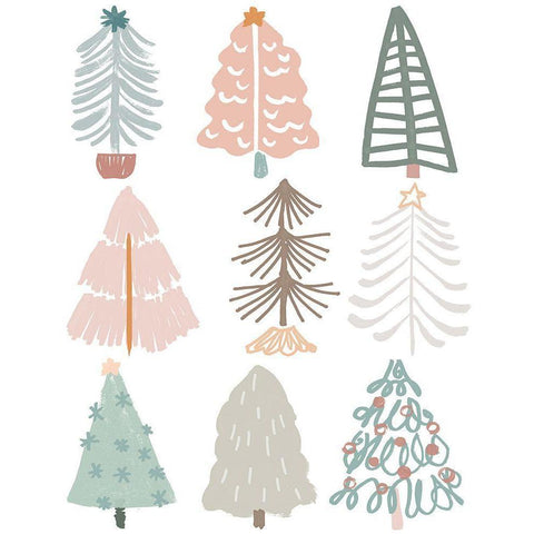 Christmas Tree Sketchbook II Black Modern Wood Framed Art Print by Vess, June Erica