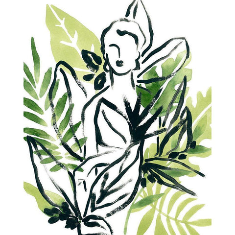 Tropical Sketchbook I Black Modern Wood Framed Art Print with Double Matting by Vess, June Erica