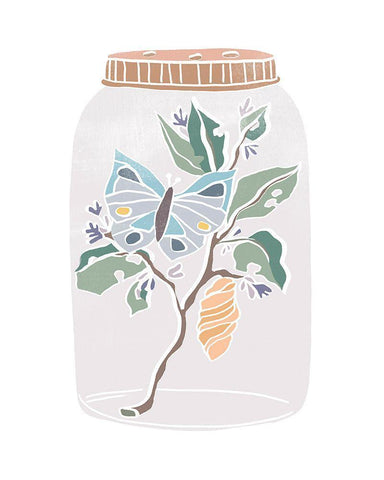 Nature Jar II White Modern Wood Framed Art Print with Double Matting by Vess, June Erica