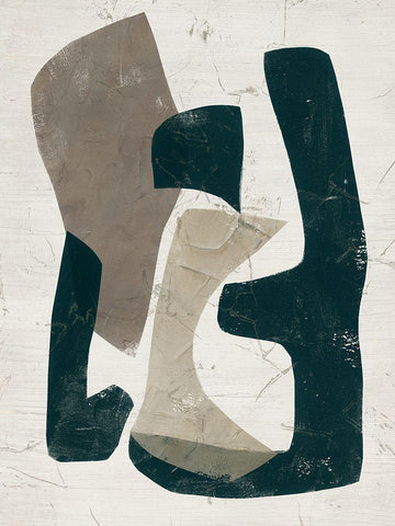 UA Impasto Puzzle I White Modern Wood Framed Art Print with Double Matting by Vess, June Erica