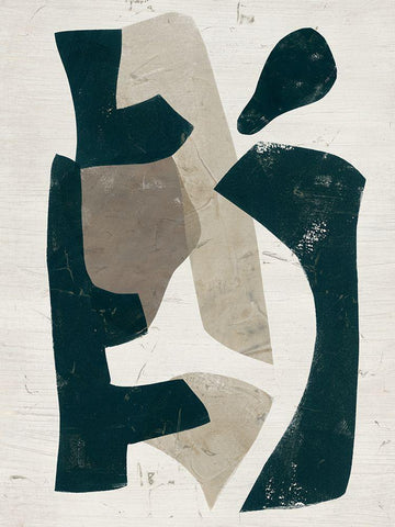 UA Impasto Puzzle II White Modern Wood Framed Art Print with Double Matting by Vess, June Erica