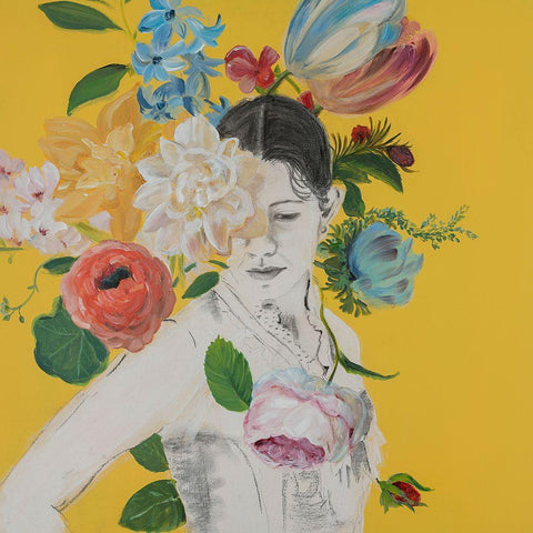 Lady Florals III White Modern Wood Framed Art Print by Iafrate, Sandra
