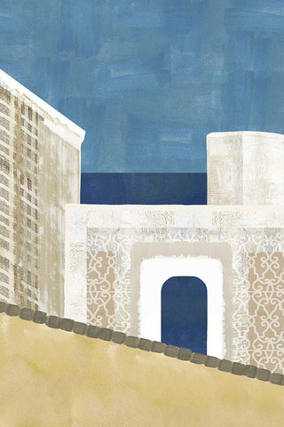 Azul Luz I White Modern Wood Framed Art Print with Double Matting by Kouta, Flora