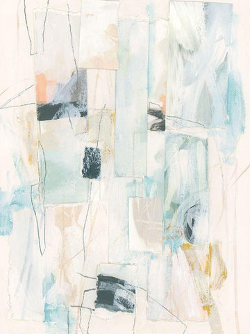 Scrap Line II White Modern Wood Framed Art Print with Double Matting by Vess, June Erica