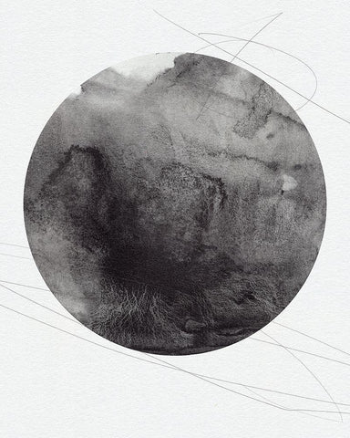 Graphite Moon I Black Ornate Wood Framed Art Print with Double Matting by Green, Jacob