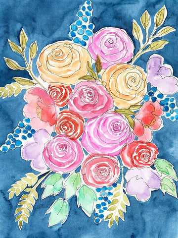 Floral Gaze I White Modern Wood Framed Art Print with Double Matting by Moore, Regina