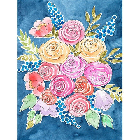 Floral Gaze II Black Modern Wood Framed Art Print with Double Matting by Moore, Regina