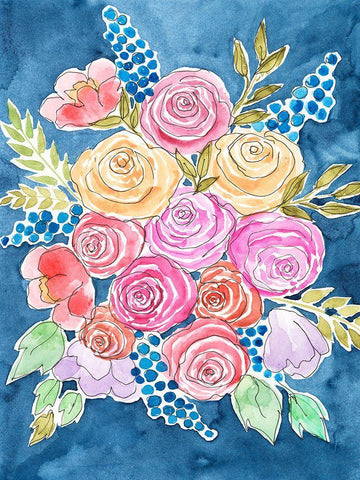 Floral Gaze II White Modern Wood Framed Art Print with Double Matting by Moore, Regina