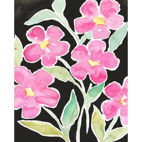 Floral Choir Black Modern Wood Framed Art Print by Moore, Regina