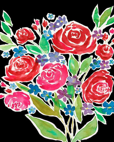 Floral Choir Bouquet Black Ornate Wood Framed Art Print with Double Matting by Moore, Regina