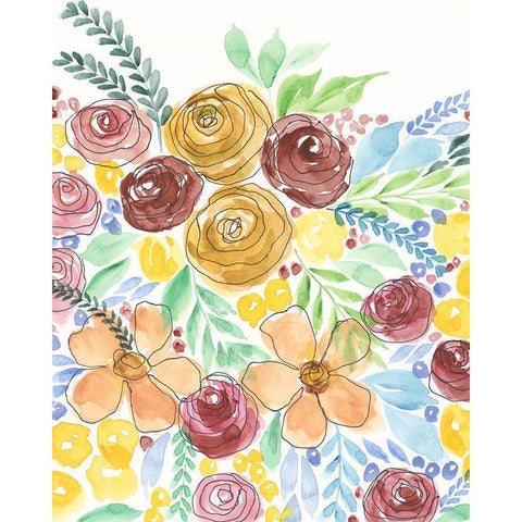 Flower Carousel I Black Modern Wood Framed Art Print by Moore, Regina