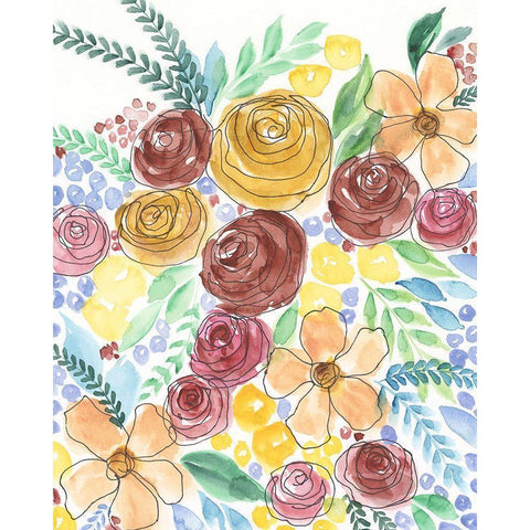 Flower Carousel II Black Modern Wood Framed Art Print with Double Matting by Moore, Regina