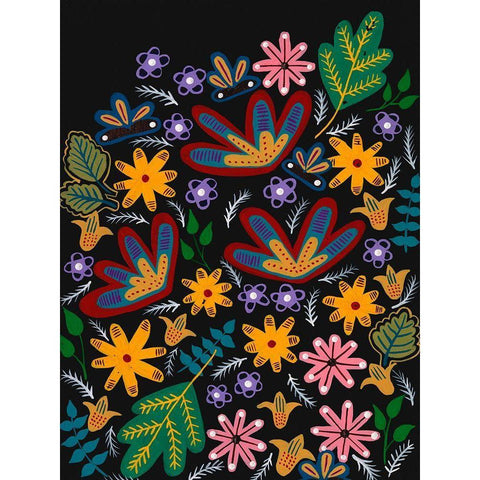 Muddled Flowers I Gold Ornate Wood Framed Art Print with Double Matting by Moore, Regina