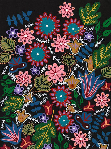 Muddled Flowers II Black Ornate Wood Framed Art Print with Double Matting by Moore, Regina