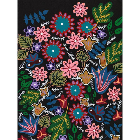 Muddled Flowers II Black Modern Wood Framed Art Print by Moore, Regina