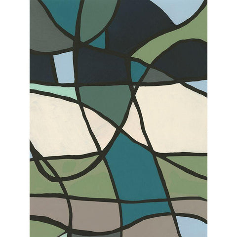 Multicolor Stained Glass I White Modern Wood Framed Art Print by Moore, Regina