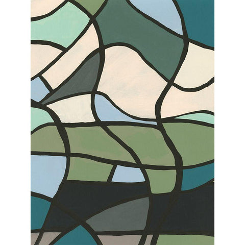 Multicolor Stained Glass II Black Modern Wood Framed Art Print by Moore, Regina