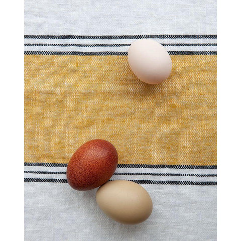 Eggs on Ochre Napkin White Modern Wood Framed Art Print by Soderman, Tania