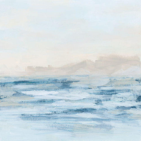 Distant Tides I White Modern Wood Framed Art Print by Vess, June Erica