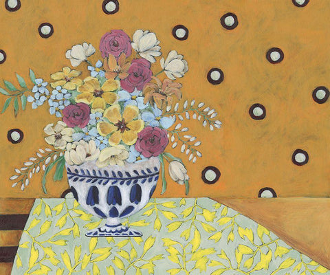 Flowerscape I Black Ornate Wood Framed Art Print with Double Matting by Moore, Regina