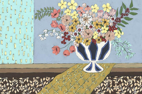 Flowers Blooming White Modern Wood Framed Art Print with Double Matting by Moore, Regina