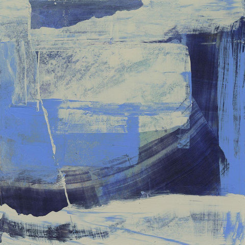 Evolve Blue I White Modern Wood Framed Art Print with Double Matting by Gordon, Sharon