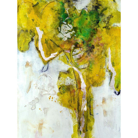 Golden Foliage I Black Modern Wood Framed Art Print by Combs, Joyce