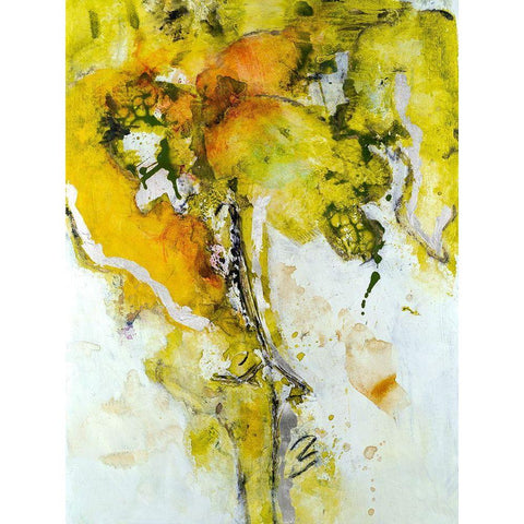Golden Foliage II Gold Ornate Wood Framed Art Print with Double Matting by Combs, Joyce