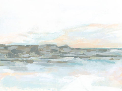 Rock Coast I White Modern Wood Framed Art Print with Double Matting by Vess, June Erica