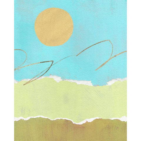 Green and Gold Pieced Landscape I Black Modern Wood Framed Art Print by Green, Jacob