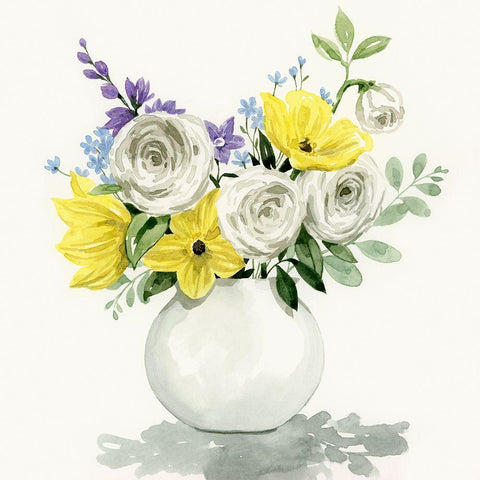 Bouquet Shadows II Black Modern Wood Framed Art Print with Double Matting by Popp, Grace