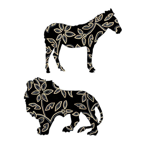 Ornamental Safari Animals I Gold Ornate Wood Framed Art Print with Double Matting by Moore, Regina