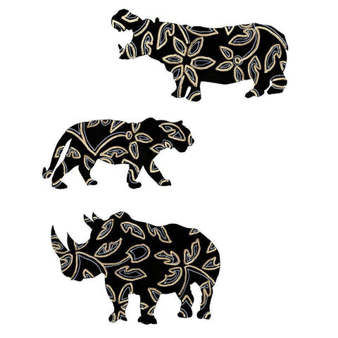 Ornamental Safari Animals II Black Modern Wood Framed Art Print with Double Matting by Moore, Regina