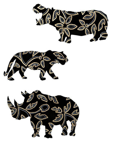 Ornamental Safari Animals II White Modern Wood Framed Art Print with Double Matting by Moore, Regina