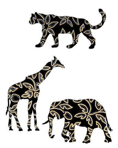 Ornamental Safari Animals III Black Ornate Wood Framed Art Print with Double Matting by Moore, Regina