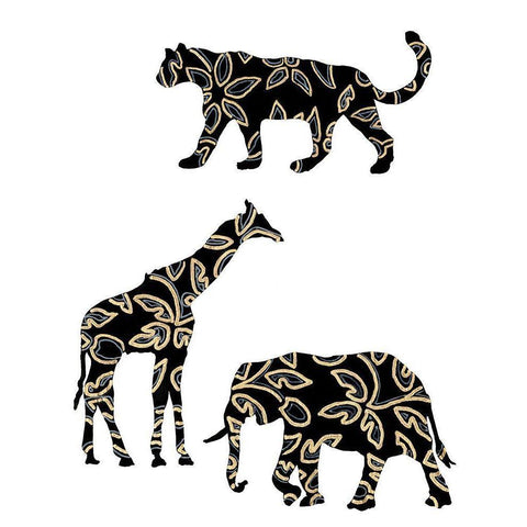 Ornamental Safari Animals III Black Modern Wood Framed Art Print by Moore, Regina