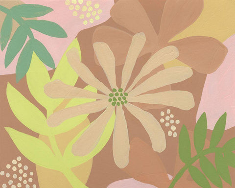 Neutral Blooms II White Modern Wood Framed Art Print with Double Matting by Moore, Regina