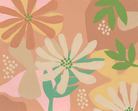 Neutral Blooms III White Modern Wood Framed Art Print with Double Matting by Moore, Regina