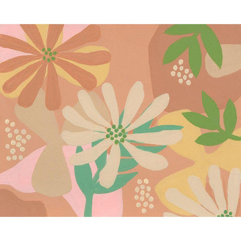 Neutral Blooms III Black Modern Wood Framed Art Print by Moore, Regina