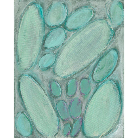 Blue Orbs I Black Modern Wood Framed Art Print with Double Matting by Moore, Regina