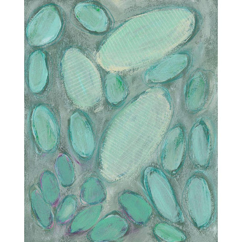 Blue Orbs II Black Modern Wood Framed Art Print with Double Matting by Moore, Regina