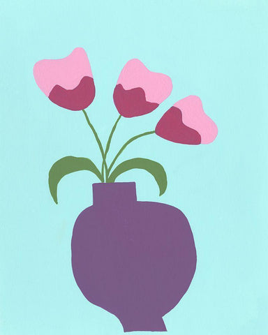 Modern Blooms I White Modern Wood Framed Art Print with Double Matting by Moore, Regina