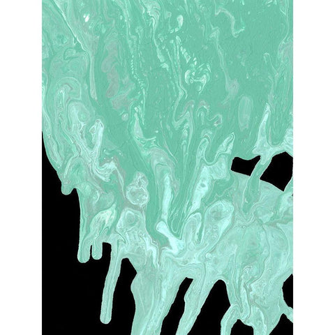 Teal Cascade I White Modern Wood Framed Art Print by Moore, Regina