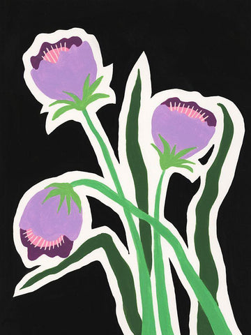 Pop Flowers II White Modern Wood Framed Art Print with Double Matting by Moore, Regina