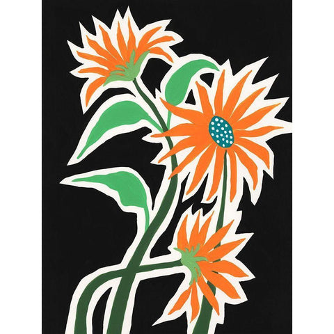 Pop Flowers III Black Modern Wood Framed Art Print with Double Matting by Moore, Regina