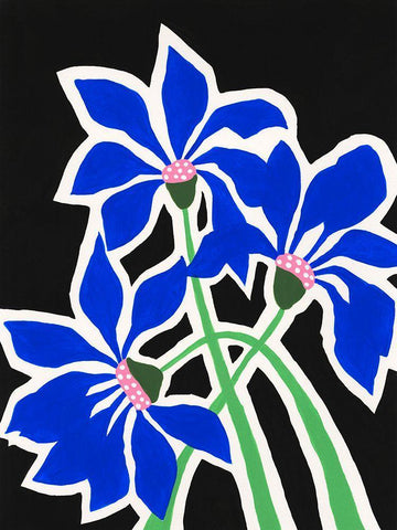 Pop Flowers IV White Modern Wood Framed Art Print with Double Matting by Moore, Regina