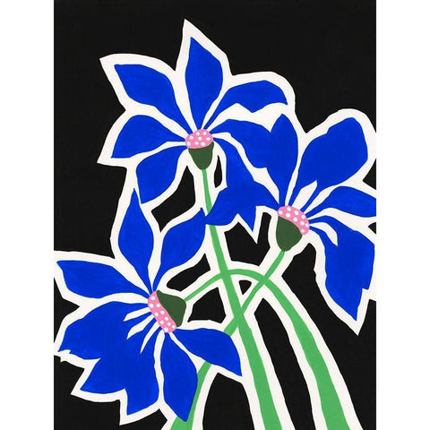 Pop Flowers IV Black Modern Wood Framed Art Print by Moore, Regina