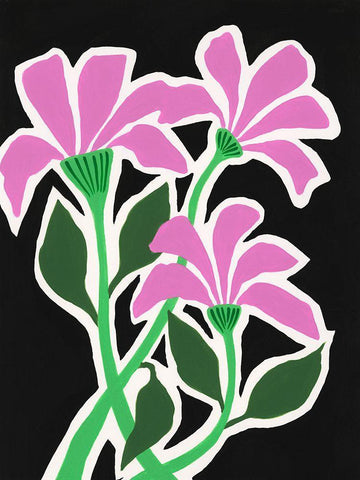 Pop Flowers V White Modern Wood Framed Art Print with Double Matting by Moore, Regina